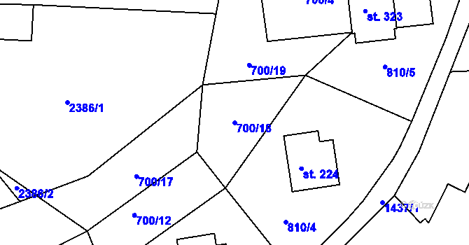 Parcela st. 700/18 v KÚ Písečná u Žamberka, Katastrální mapa