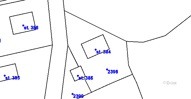 Parcela st. 384 v KÚ Písečná u Žamberka, Katastrální mapa