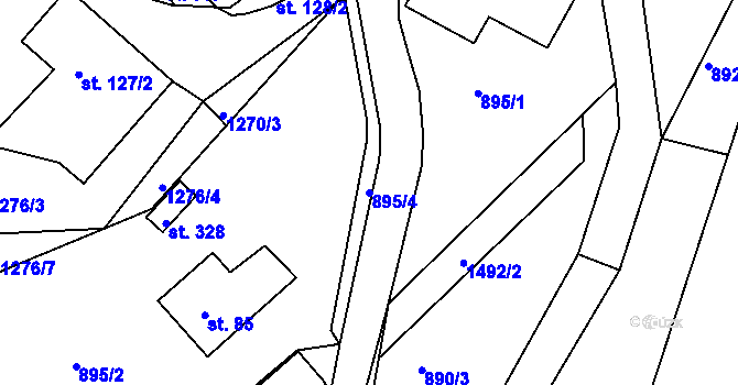 Parcela st. 895/4 v KÚ Písečná u Žamberka, Katastrální mapa