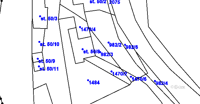 Parcela st. 982/3 v KÚ Písečná u Jeseníka, Katastrální mapa