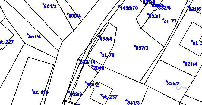 Parcela st. 76 v KÚ Písečná u Jeseníka, Katastrální mapa