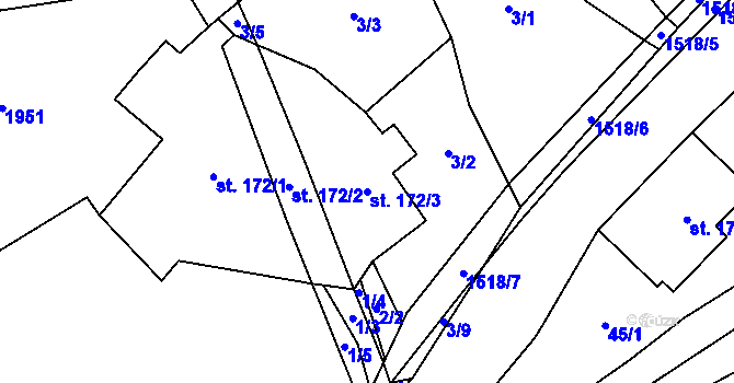 Parcela st. 172/3 v KÚ Písečná u Jeseníka, Katastrální mapa