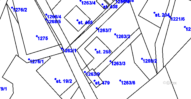 Parcela st. 255 v KÚ Písečná u Jeseníka, Katastrální mapa
