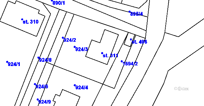 Parcela st. 311 v KÚ Písečná u Jeseníka, Katastrální mapa