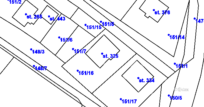 Parcela st. 325 v KÚ Písečná u Jeseníka, Katastrální mapa