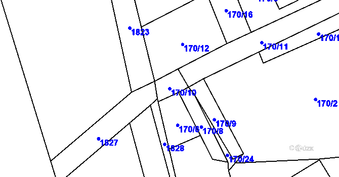 Parcela st. 170/10 v KÚ Písečná u Jeseníka, Katastrální mapa