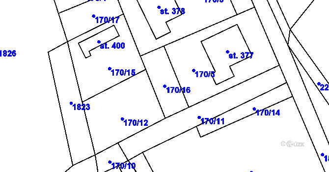 Parcela st. 170/16 v KÚ Písečná u Jeseníka, Katastrální mapa