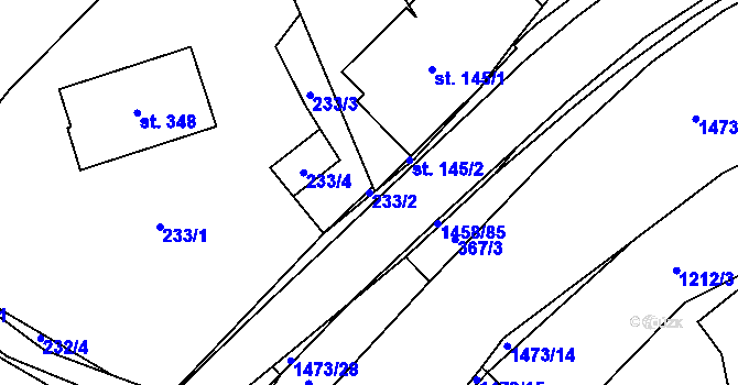 Parcela st. 233/2 v KÚ Písečná u Jeseníka, Katastrální mapa