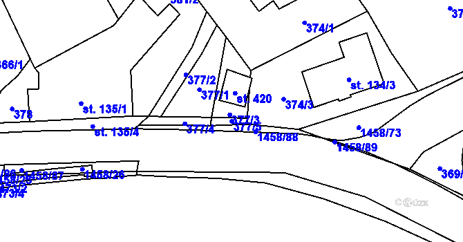 Parcela st. 377/5 v KÚ Písečná u Jeseníka, Katastrální mapa
