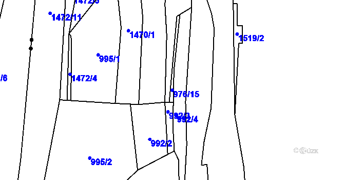 Parcela st. 976/15 v KÚ Písečná u Jeseníka, Katastrální mapa