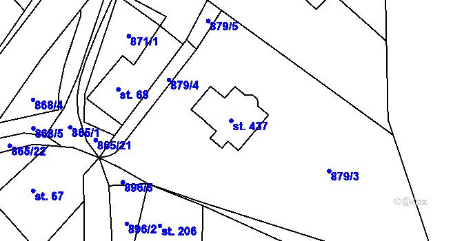 Parcela st. 437 v KÚ Písečná u Jeseníka, Katastrální mapa