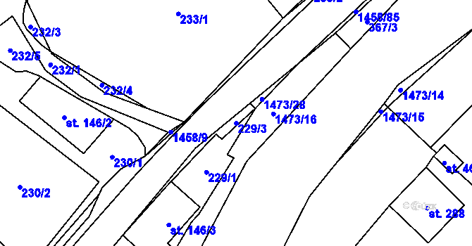 Parcela st. 229/3 v KÚ Písečná u Jeseníka, Katastrální mapa
