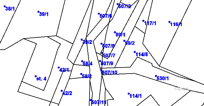 Parcela st. 507/7 v KÚ Studený Zejf, Katastrální mapa