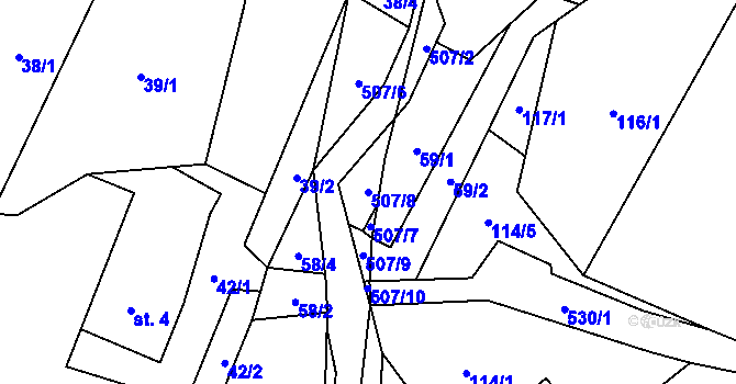 Parcela st. 507/8 v KÚ Studený Zejf, Katastrální mapa