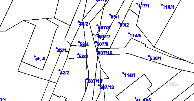 Parcela st. 507/10 v KÚ Studený Zejf, Katastrální mapa