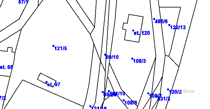 Parcela st. 69/10 v KÚ Studený Zejf, Katastrální mapa