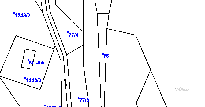 Parcela st. 76 v KÚ Studený Zejf, Katastrální mapa