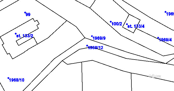Parcela st. 1968/12 v KÚ Písečné u Slavonic, Katastrální mapa
