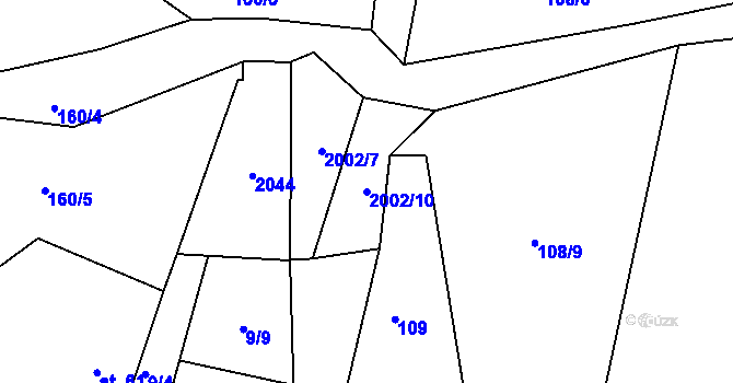 Parcela st. 2002/10 v KÚ Písečné u Slavonic, Katastrální mapa