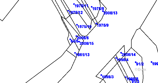 Parcela st. 2008/15 v KÚ Písečné u Slavonic, Katastrální mapa