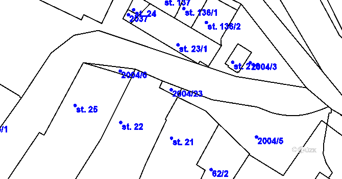 Parcela st. 2004/23 v KÚ Písečné u Slavonic, Katastrální mapa