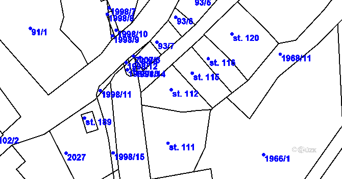 Parcela st. 112 v KÚ Písečné u Slavonic, Katastrální mapa