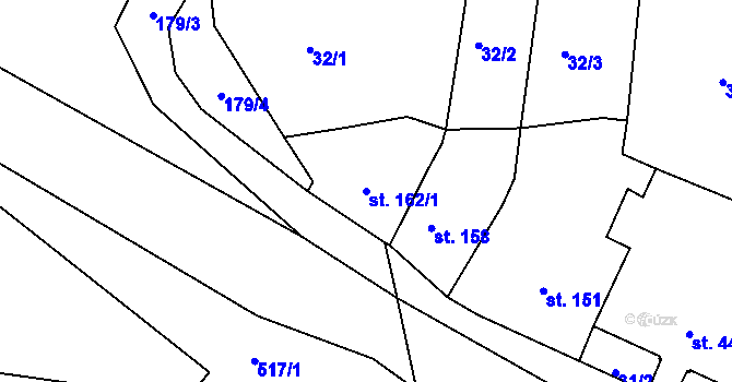 Parcela st. 162/1 v KÚ Písečné u Slavonic, Katastrální mapa
