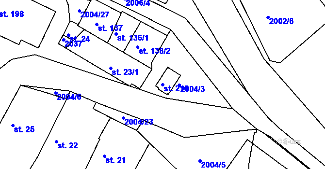 Parcela st. 216 v KÚ Písečné u Slavonic, Katastrální mapa