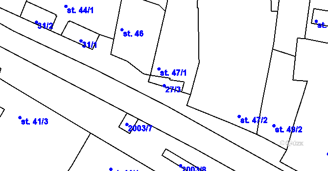 Parcela st. 27/3 v KÚ Písečné u Slavonic, Katastrální mapa