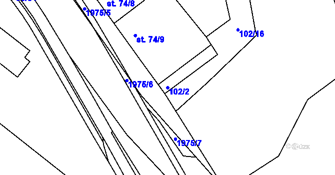 Parcela st. 102/2 v KÚ Písečné u Slavonic, Katastrální mapa