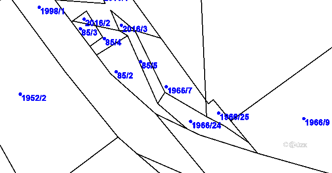 Parcela st. 1966/7 v KÚ Písečné u Slavonic, Katastrální mapa