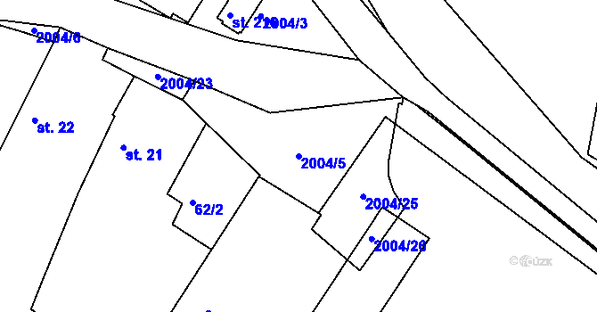 Parcela st. 2004/5 v KÚ Písečné u Slavonic, Katastrální mapa