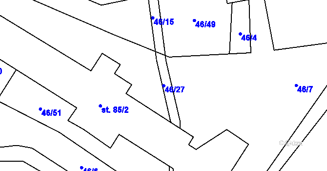 Parcela st. 46/27 v KÚ Písečné, Katastrální mapa