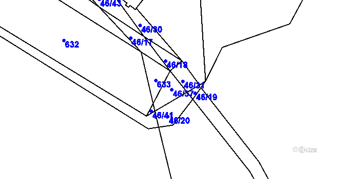 Parcela st. 46/37 v KÚ Písečné, Katastrální mapa