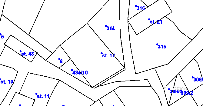 Parcela st. 17 v KÚ Vítochov, Katastrální mapa