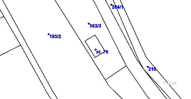 Parcela st. 76 v KÚ Vítochov, Katastrální mapa