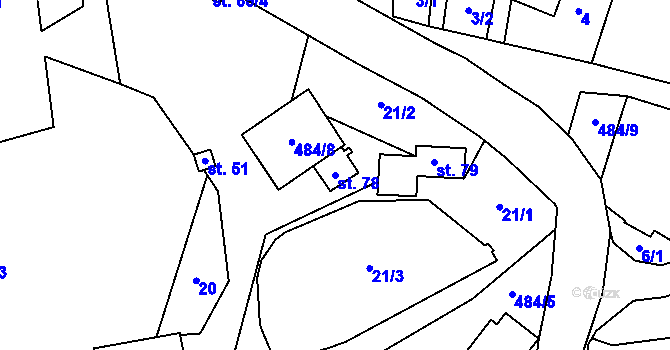 Parcela st. 78 v KÚ Vítochov, Katastrální mapa