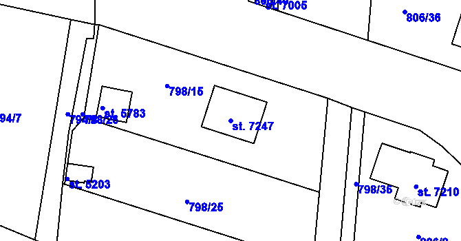Parcela st. 7247 v KÚ Písek, Katastrální mapa