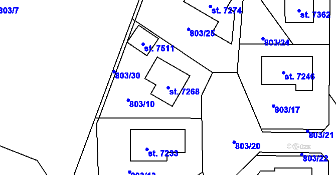 Parcela st. 7268 v KÚ Písek, Katastrální mapa