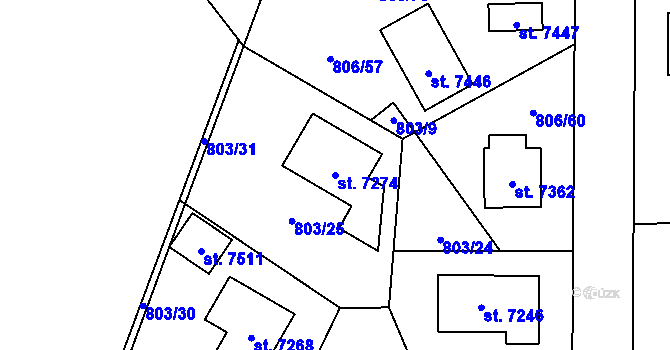 Parcela st. 7274 v KÚ Písek, Katastrální mapa
