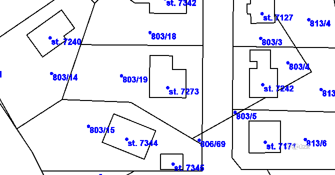 Parcela st. 7273 v KÚ Písek, Katastrální mapa