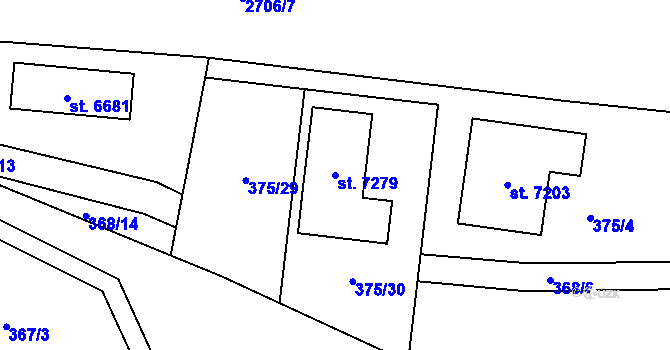 Parcela st. 7279 v KÚ Písek, Katastrální mapa