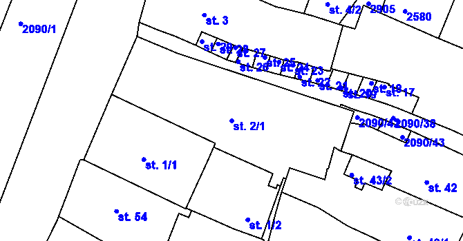 Parcela st. 2/1 v KÚ Písek, Katastrální mapa