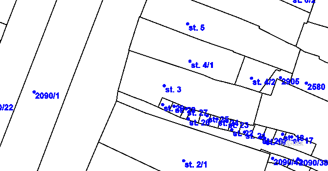 Parcela st. 3 v KÚ Písek, Katastrální mapa