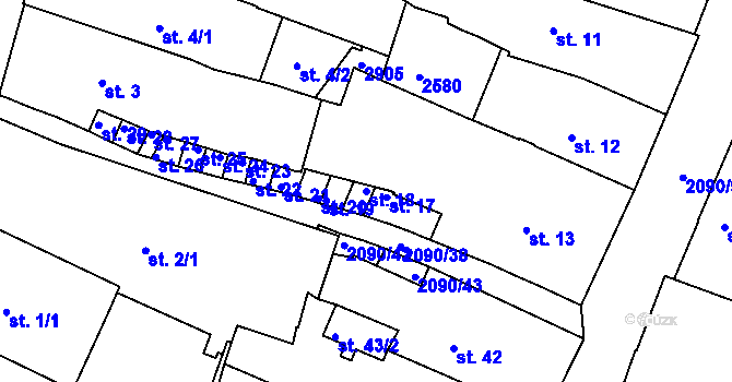 Parcela st. 18 v KÚ Písek, Katastrální mapa
