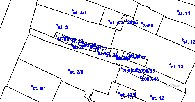 Parcela st. 22 v KÚ Písek, Katastrální mapa