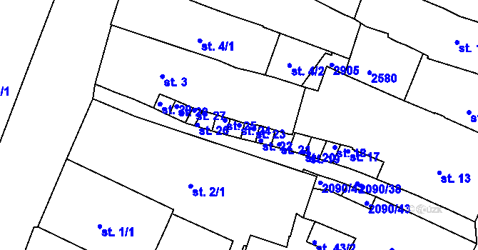 Parcela st. 24 v KÚ Písek, Katastrální mapa
