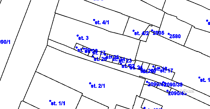Parcela st. 25 v KÚ Písek, Katastrální mapa