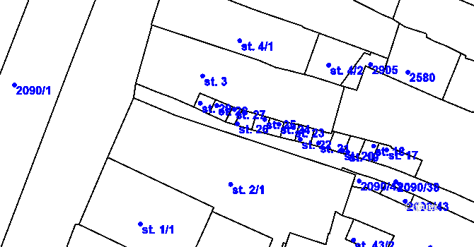 Parcela st. 26 v KÚ Písek, Katastrální mapa