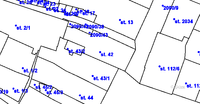 Parcela st. 42 v KÚ Písek, Katastrální mapa